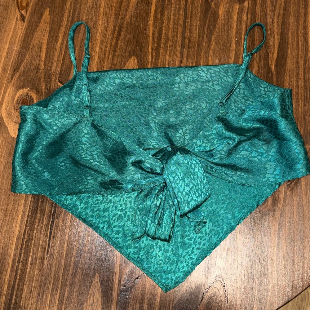 Japna teal/green leopard print crop top
